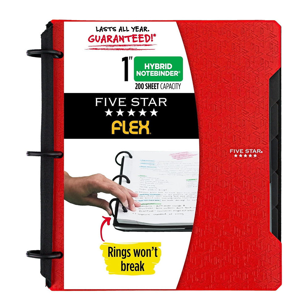 Five Star Flex Refillable Notebook, 1 Inch Hybrid Notebinder, 200 Sheet Capacity, Assorted Colors, 1 Ea